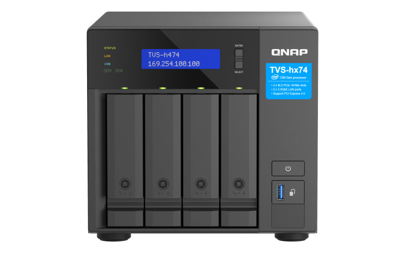 QNAP TVS-H474 NAS Tower Intel® Pentium® G7400 8 GB DDR4 QuTS hero Black  - Data Storage - QNAP