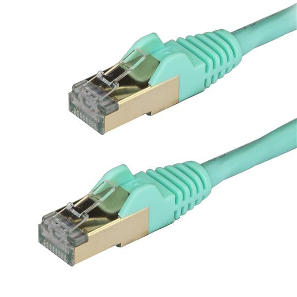 StarTech.com 2m CAT6a Ethernet Cable - 10 Gigabit Shielded Snagless RJ45 100W PoE Patch Cord - 10GbE STP Network Cable w/Strain Relief - Aqua Fluke Tested/Wiring is UL Certified/TIA