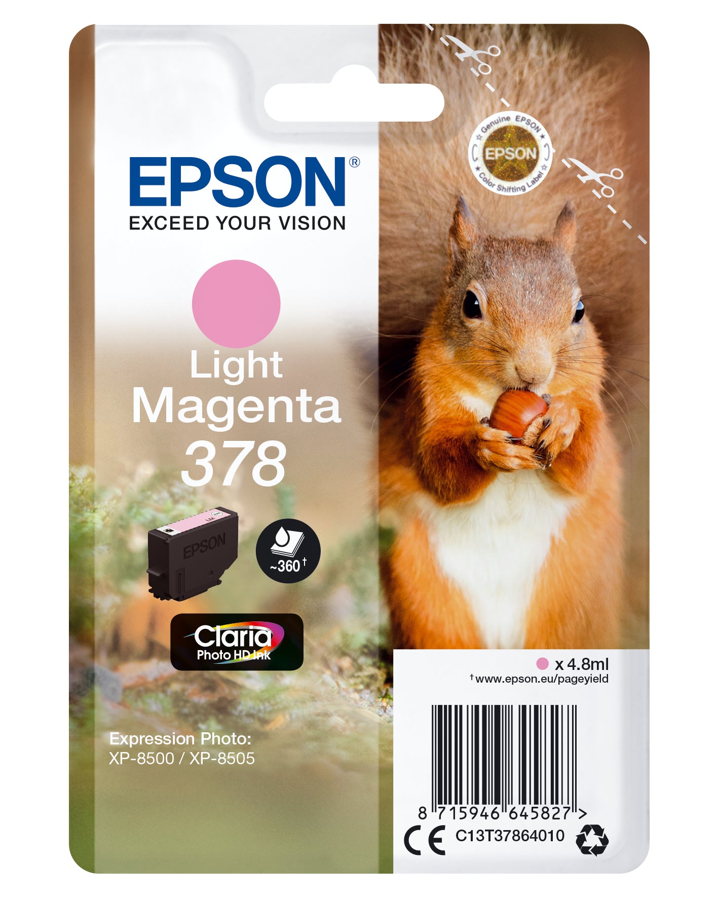 Epson C13T37864010/378 Ink cartridge light magenta, 360 pages 4,8ml for Epson XP 8000