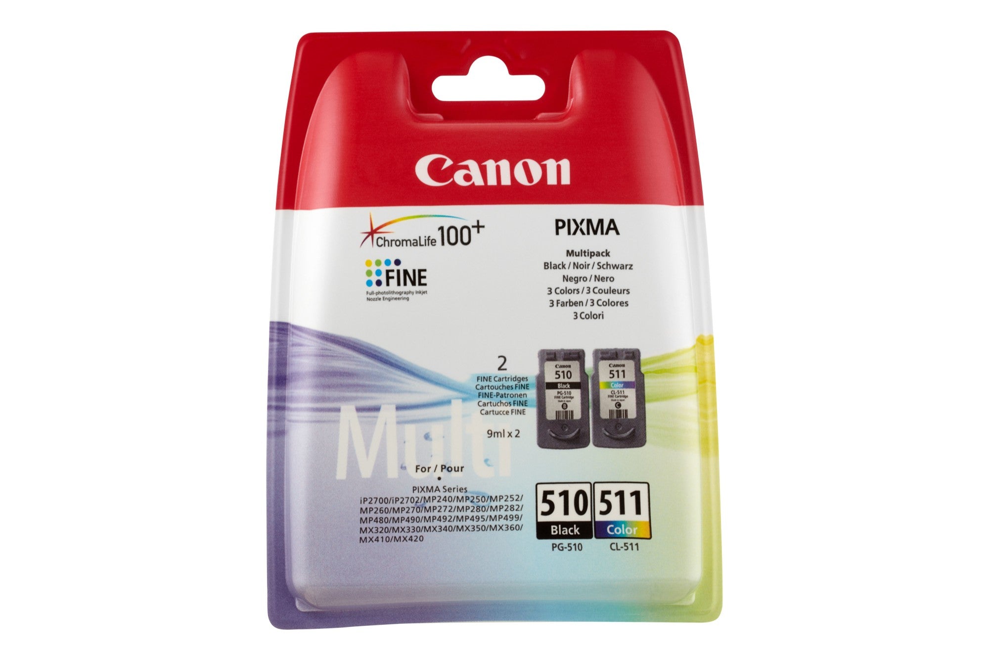 Canon 2970B010/PG-510+CL-511 Printhead cartridge multi pack black + color, 2x220 pages ISO/IEC 24711 9ml Pack=2 for Canon Pixma MP 240