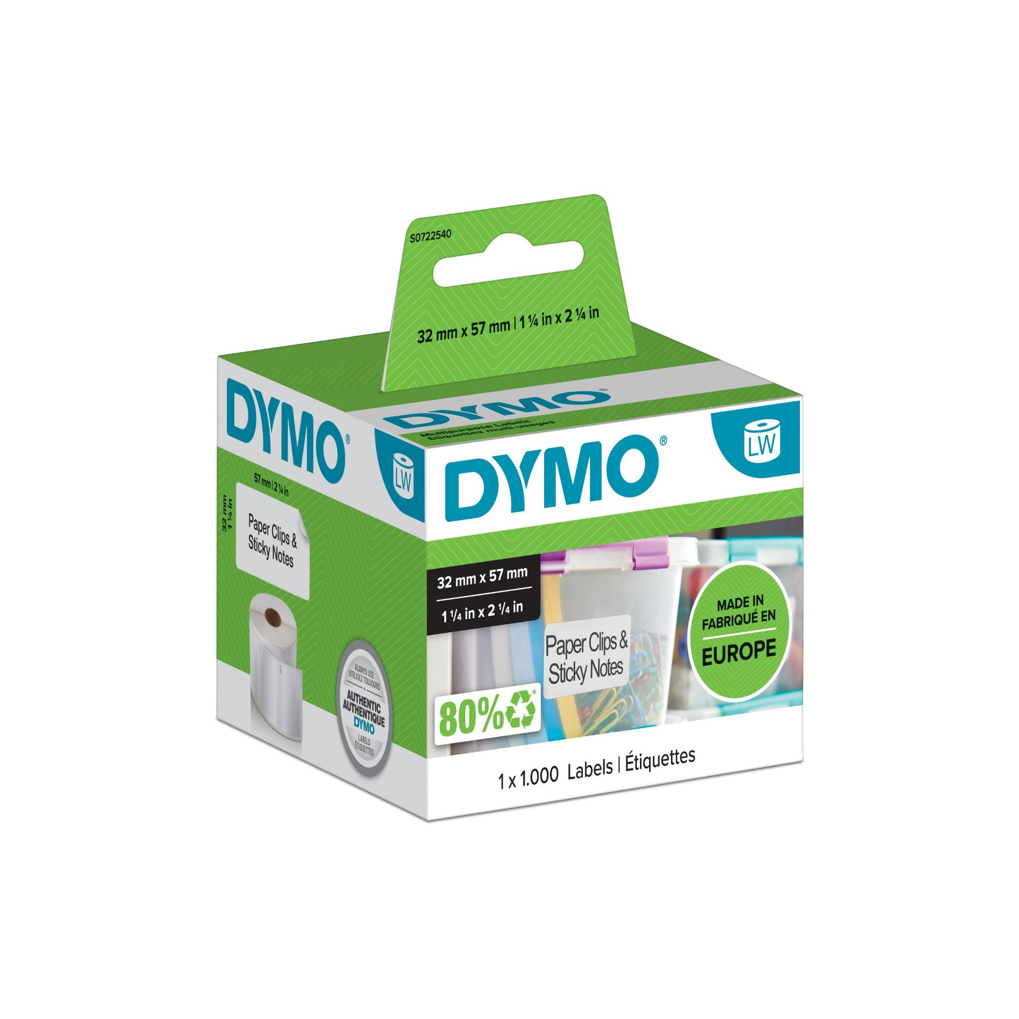 Dymo 11354/S0722540 DirectLabel-etikettes 57mm x32mm for Dymo LW 550 60mm/400 Duo/60mm