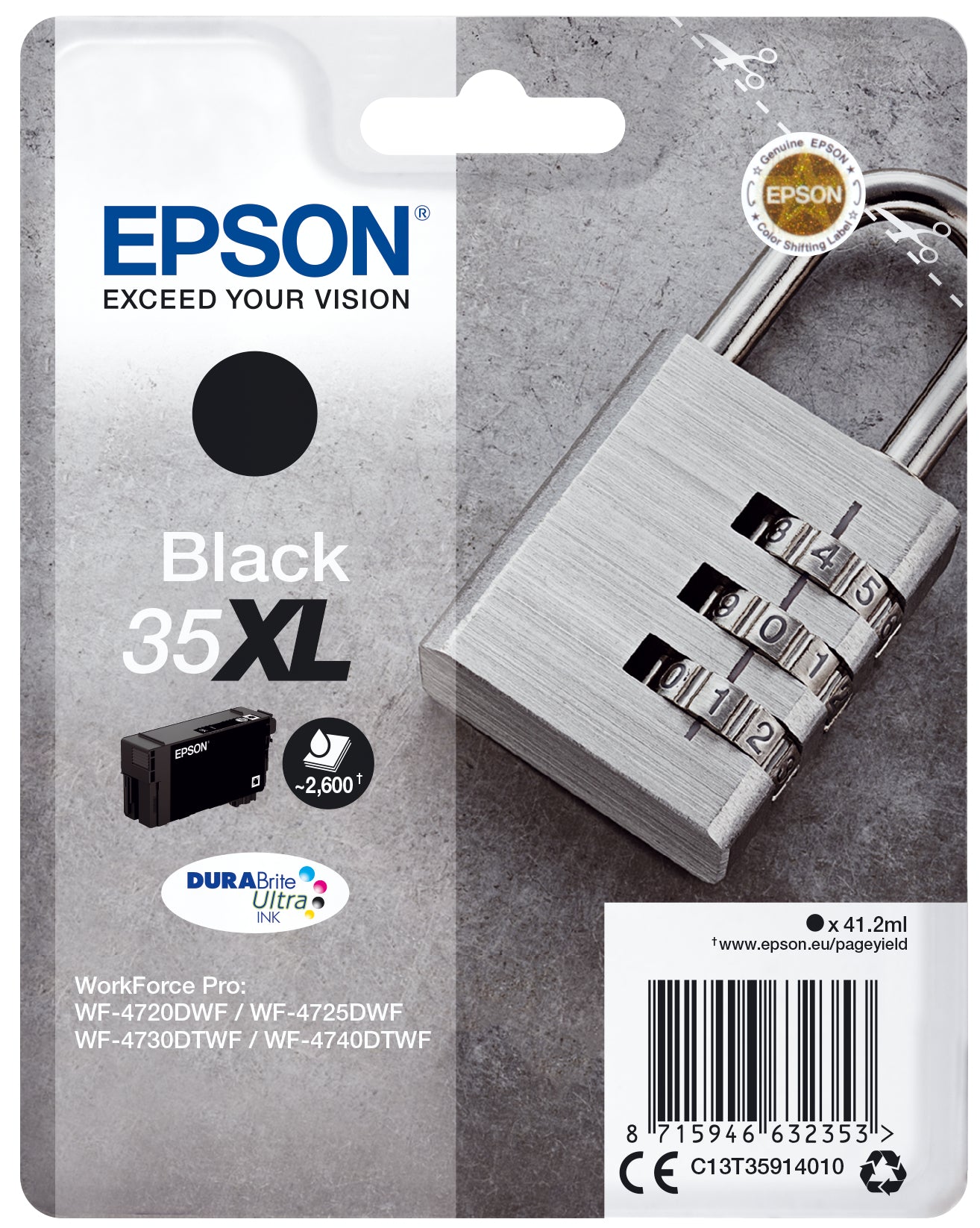 Epson C13T35914010/35XL Ink cartridge black high-capacity, 2.6K pages ISO/IEC 24711 41,2ml for Epson WF-4720
