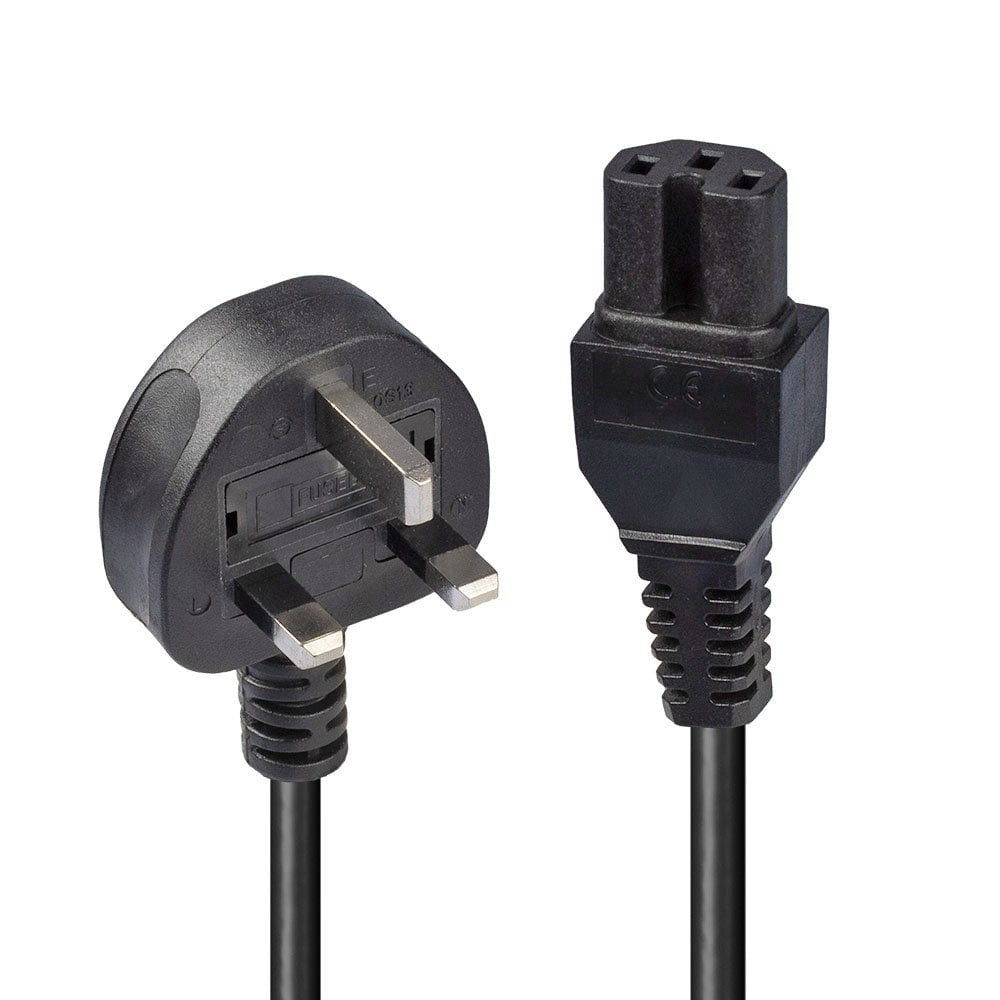 Lindy 2m Mains UK 3 Pin Plug to Hot Conditioned IEC C15 Power Cable  Kettle Lead