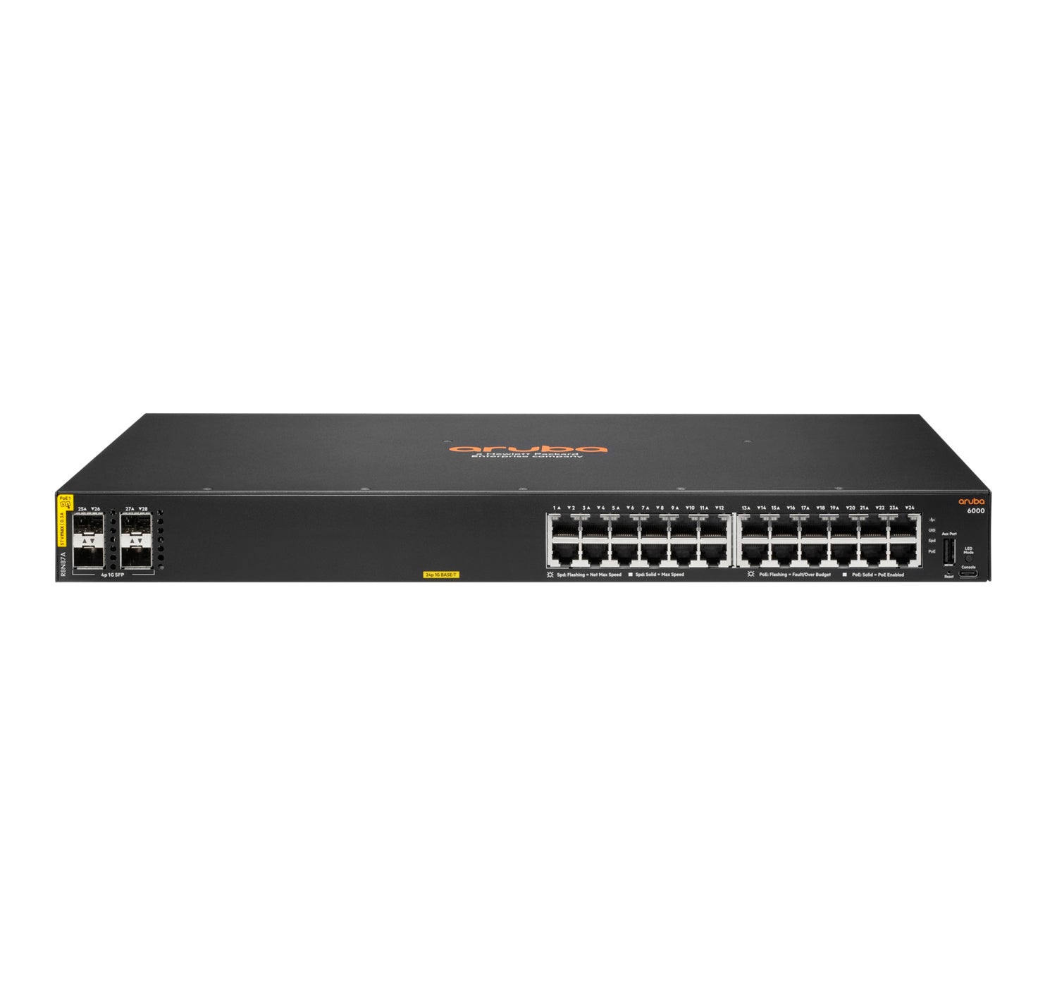 Aruba 6000 24G Class4 PoE 4SFP 370W Managed L3 Gigabit Ethernet (10/100/1000) Power over Ethernet (PoE) 1U