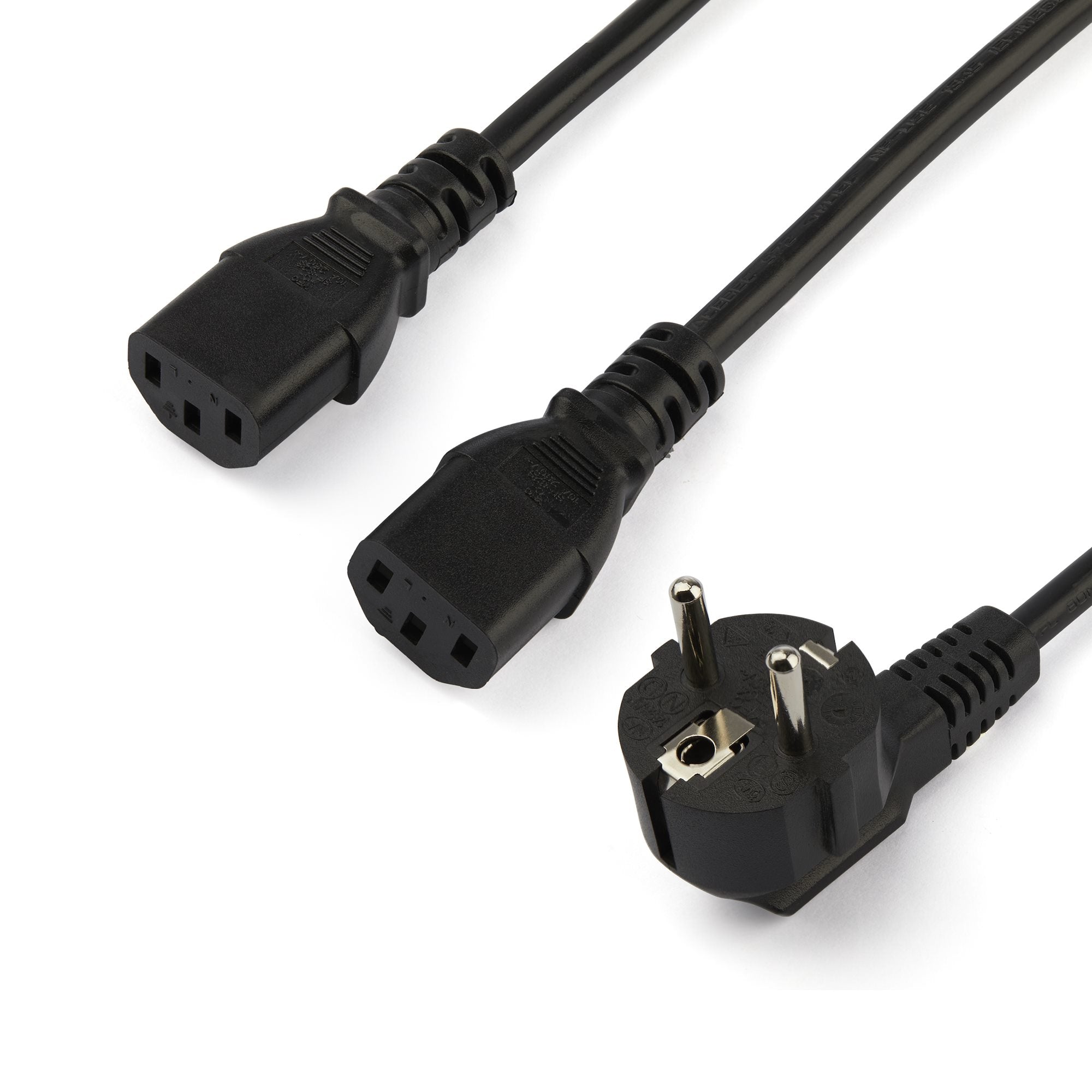 StarTech.com 2m (6ft) Computer Power Y Cord, 18AWG, EU Schuko to 2x C13, 10A 250V, Black Replacement AC Power Cord, Printer Power Cord, PC Power Supply Cable, Monitor Power Cable - UL Listed  - Computer Cables - StarTech.com