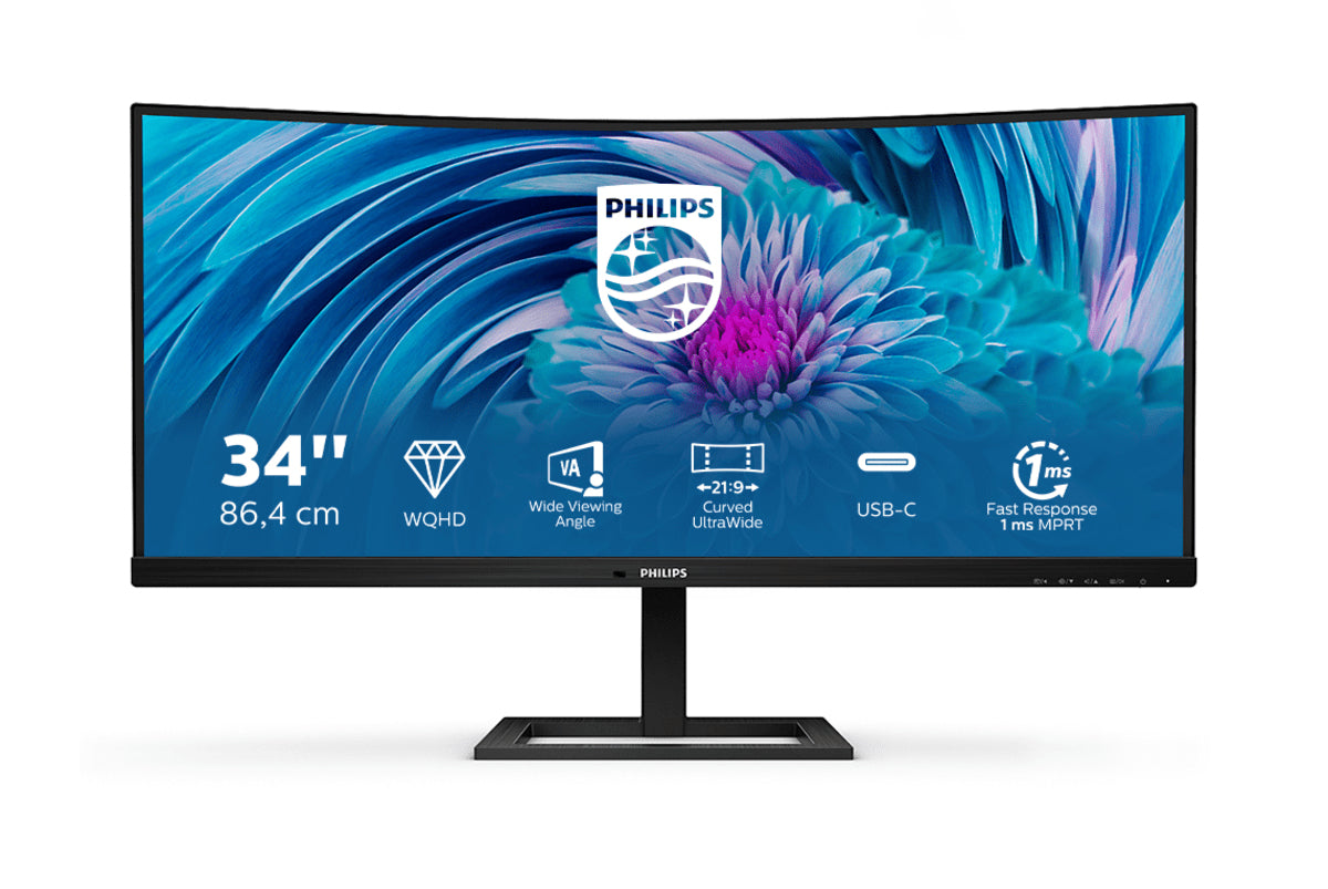 Philips E Line 346E2CUAE/00 computer monitor 86.4 cm (34") 3440 x 1440 pixels Wide Quad HD+ LCD Black  - Monitors & Accessories - Philips