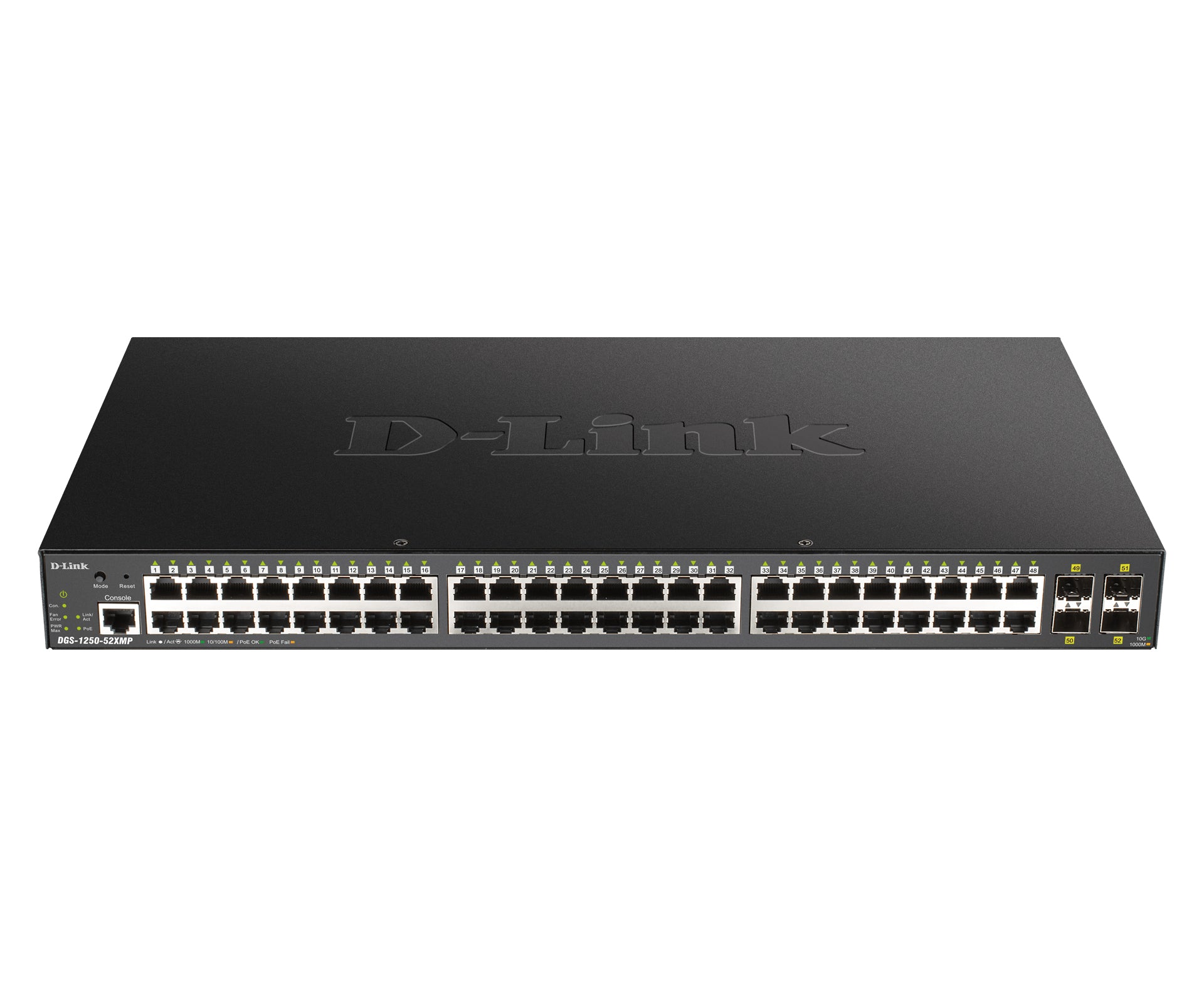 D-Link DGS-1250-52XMP 52 Port Gigabit Smart Managed Switch with 10G Uplinks & Power over Ethernet (PoE) Black