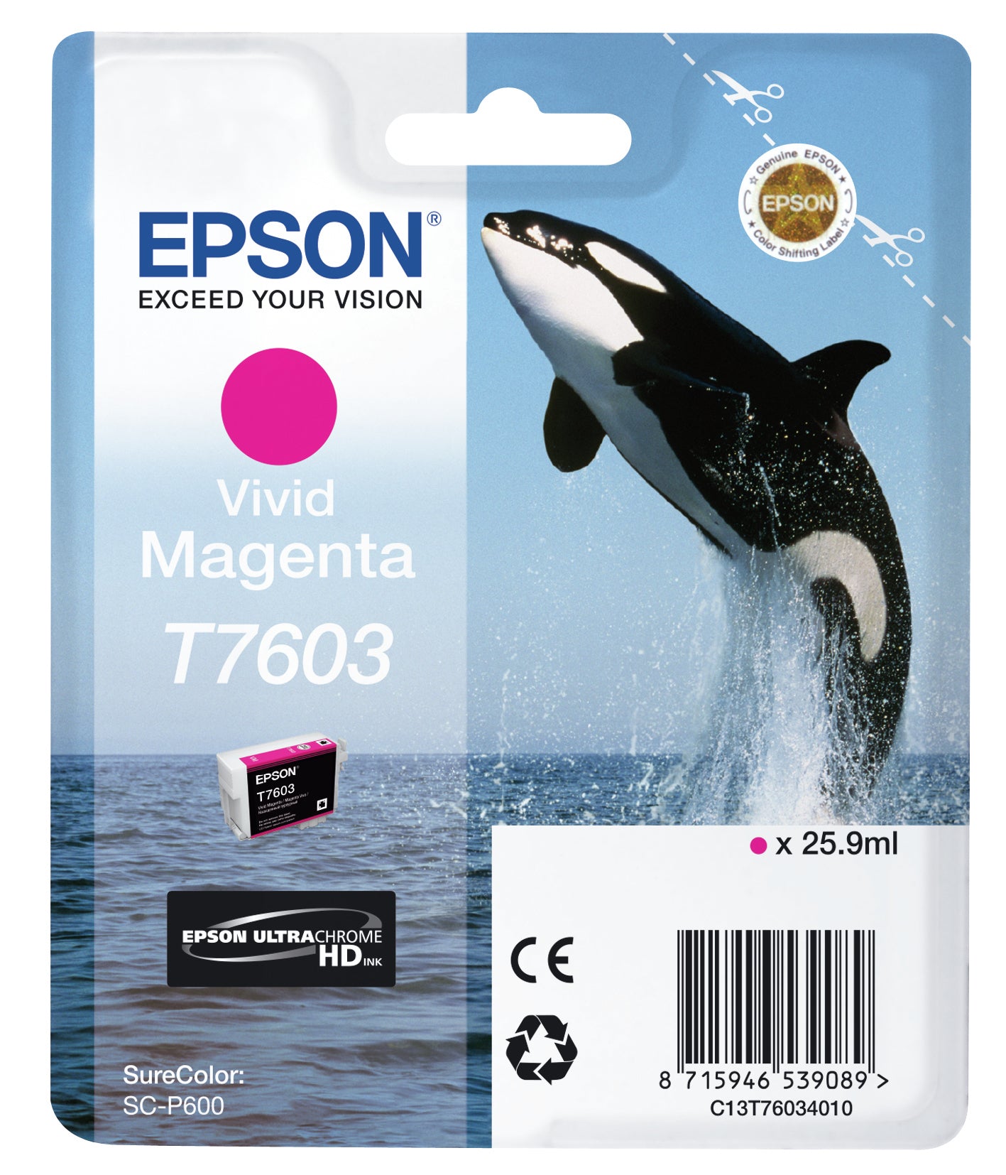Epson C13T76034010/T7603 Ink cartridge magenta, 1.4K pages 25,9ml for Epson SC-P 600