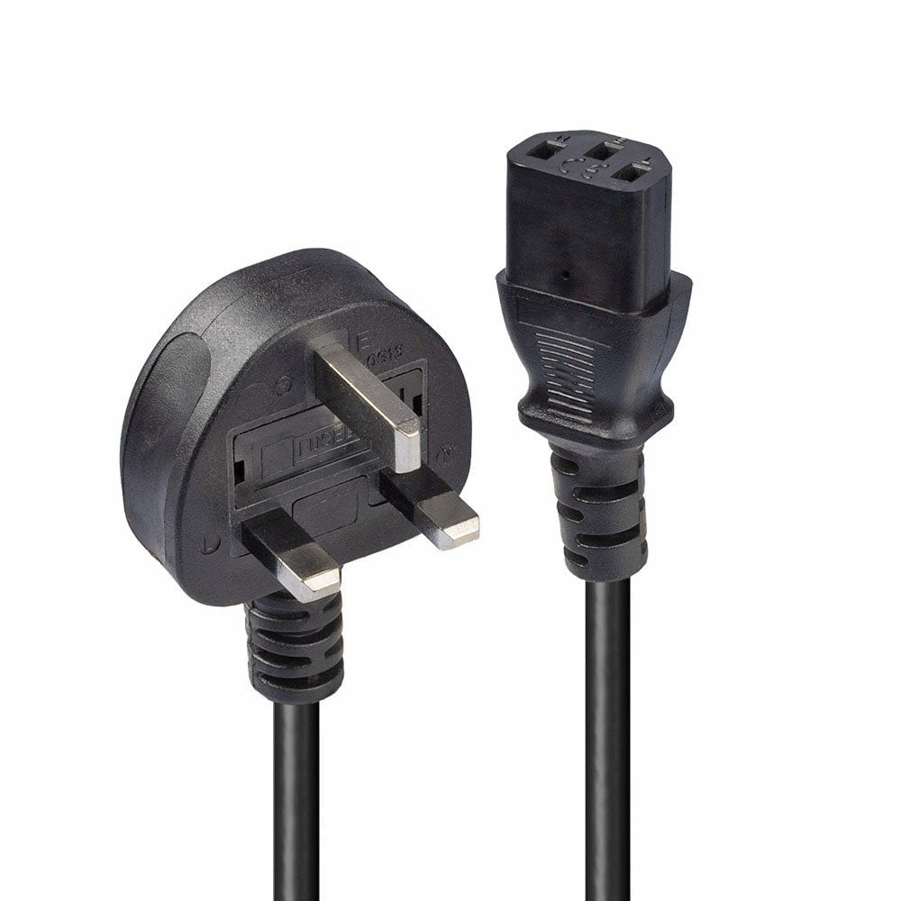 Lindy 7.5m UK 3 Pin Plug to IEC C13 mains power Cable, Black  - Computer Cables - Lindy