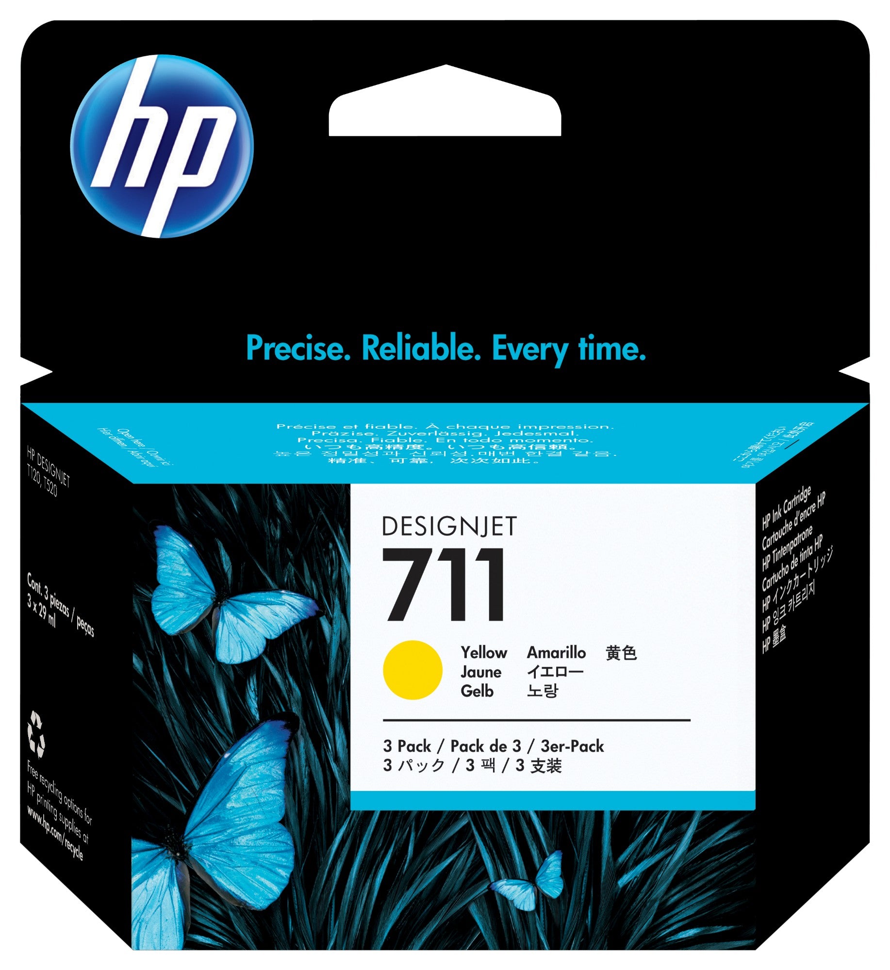 HP CZ136A/711 Ink cartridge yellow 29ml Pack=3 for HP DesignJet T 520