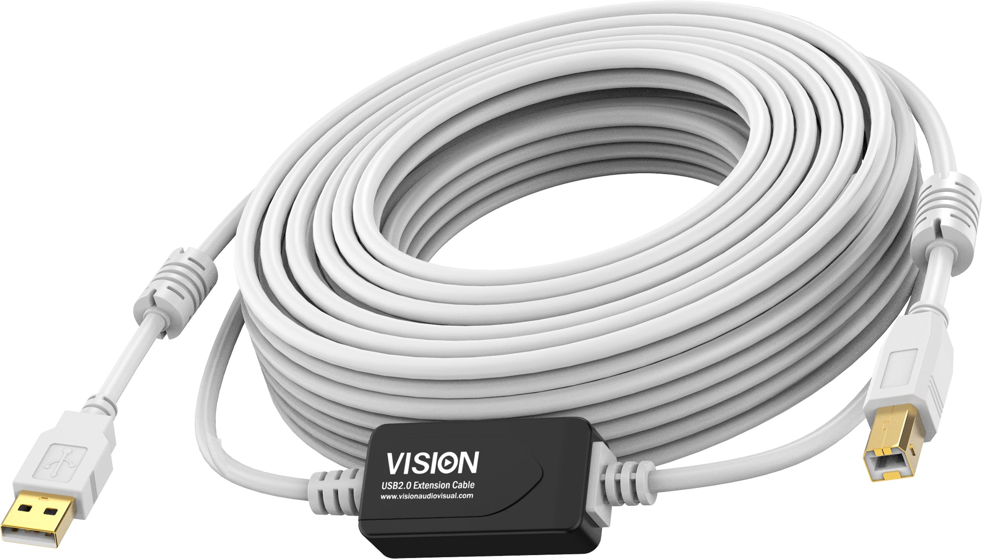 Vision White USB 2.0 Cable 10m