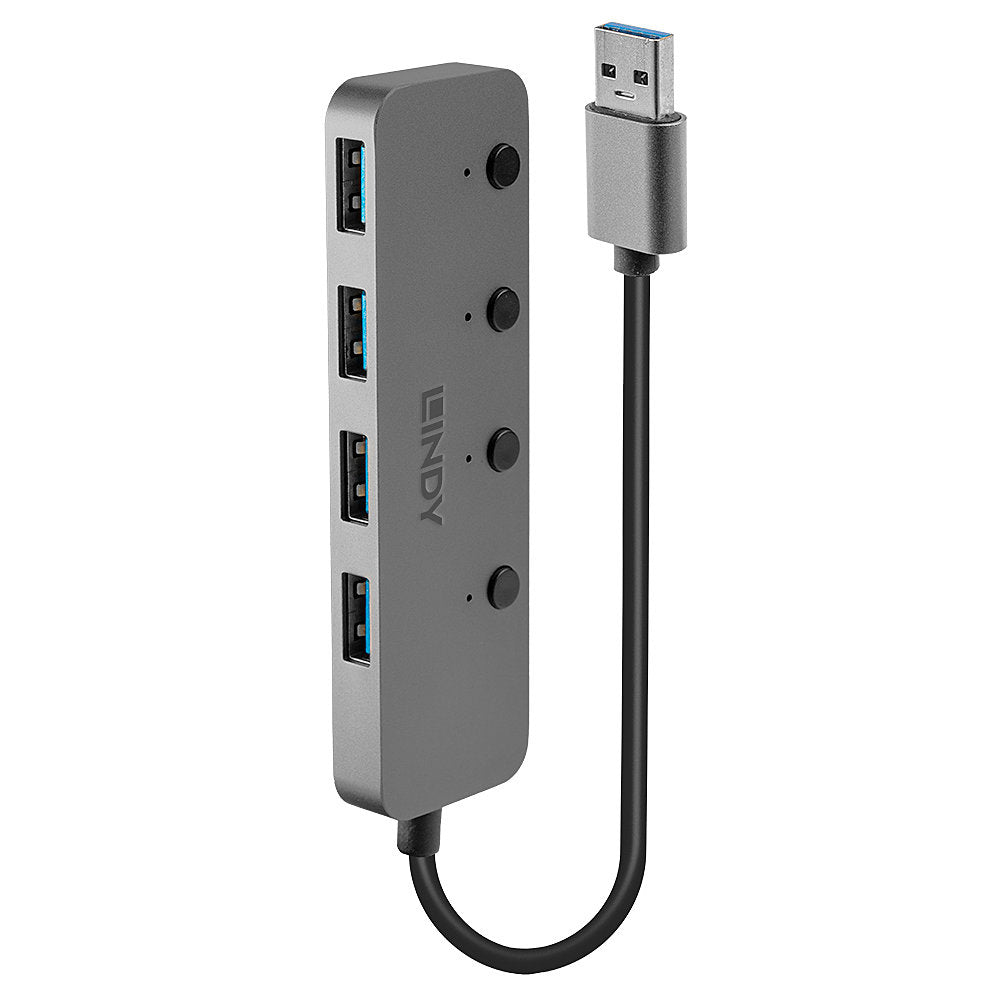 Lindy 4 Port USB 3.0 Hub with On/Off Switches