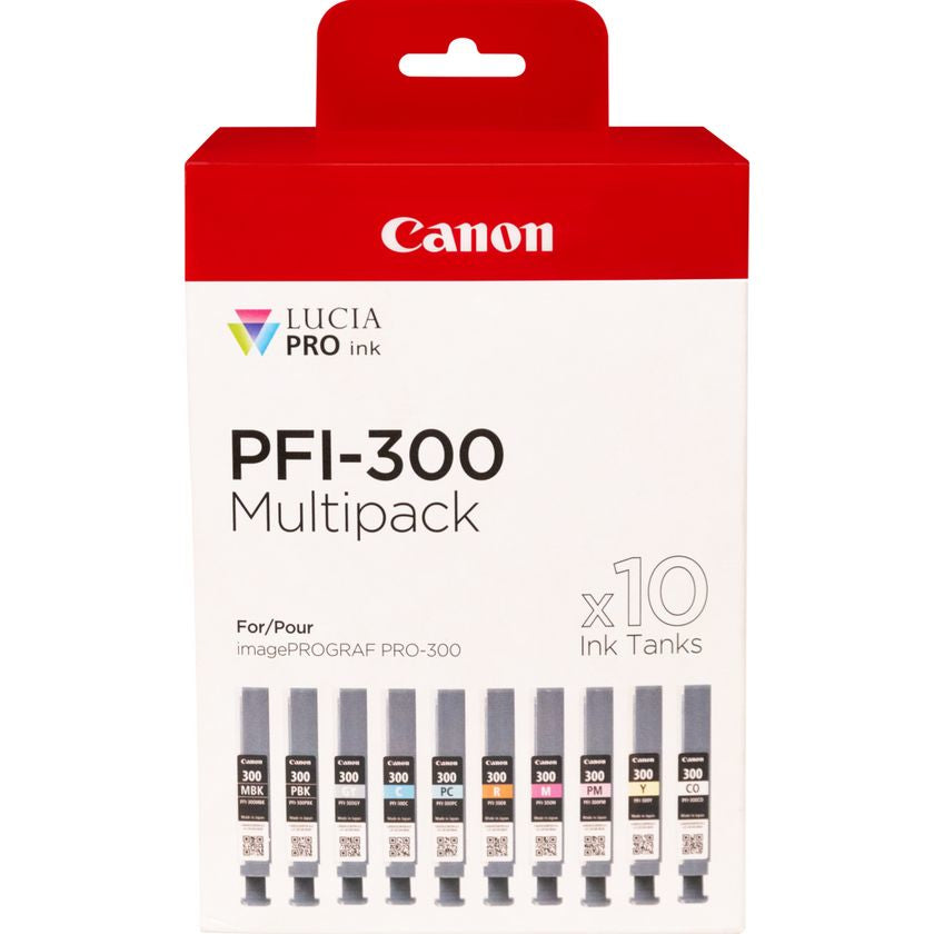 Canon 4192C008/PFI-300 Ink cartridge multi pack MBk,PBk,C,M,Y,PC,PM,R,Gy,CO Pack=10 for Canon IPF Pro 300