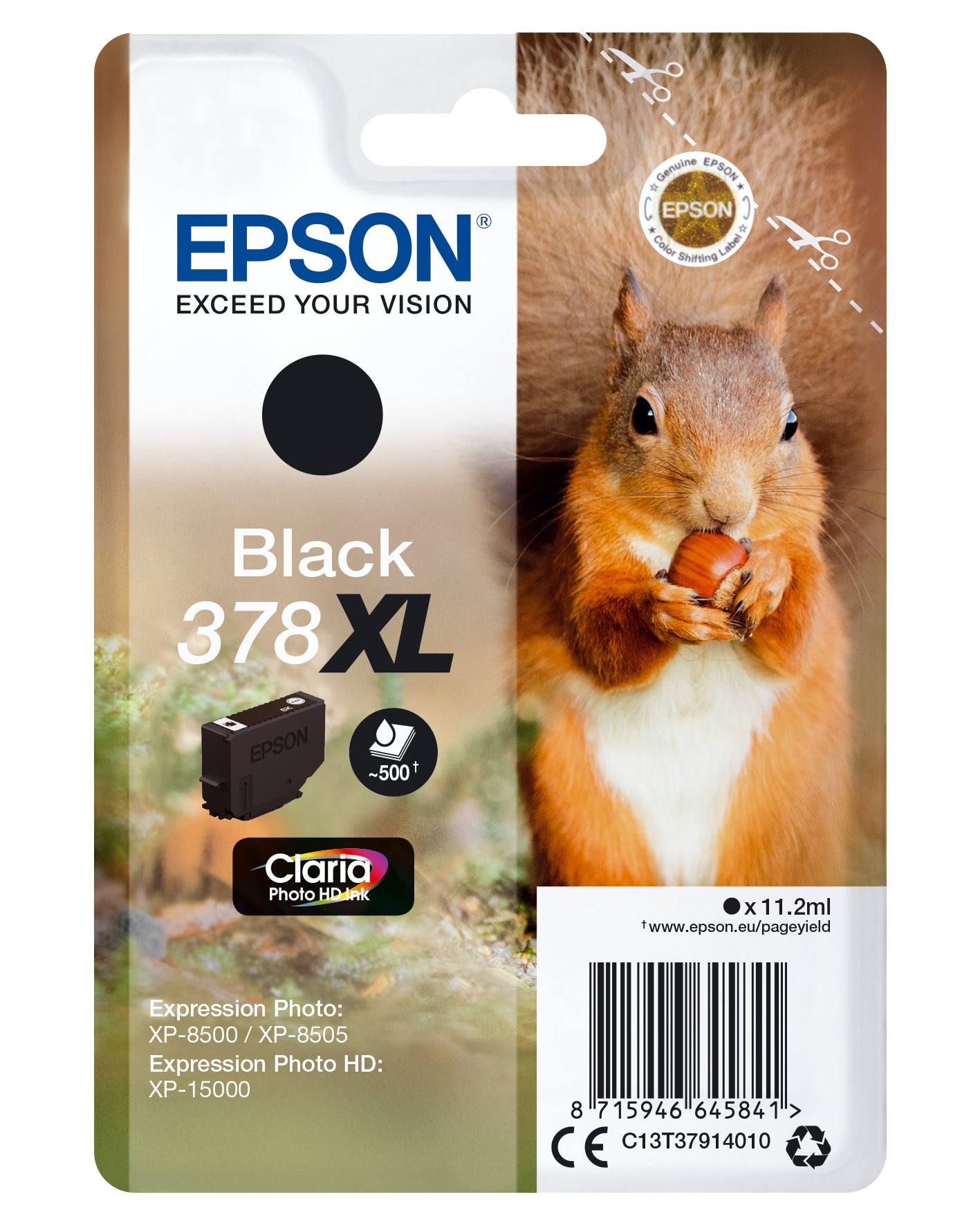 Epson C13T37914010/378XL Ink cartridge black high-capacity, 500 pages 11,2ml for Epson XP 15000/8000