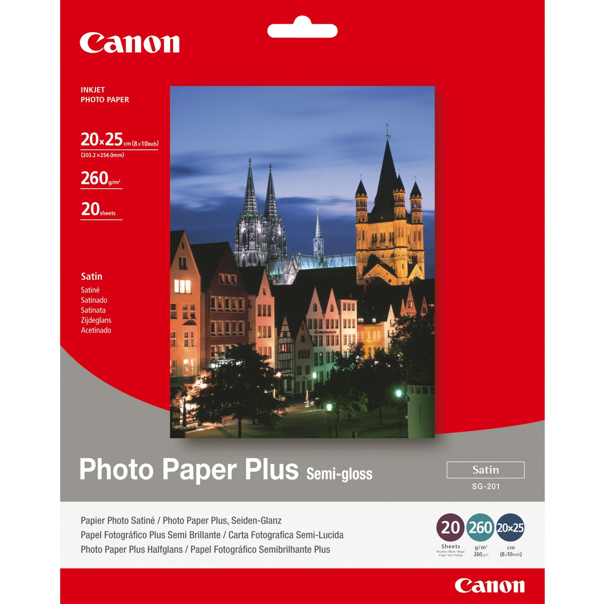 Canon SG-201 Semi-Gloss Photo Paper Plus 8x10" - 20 Sheets
