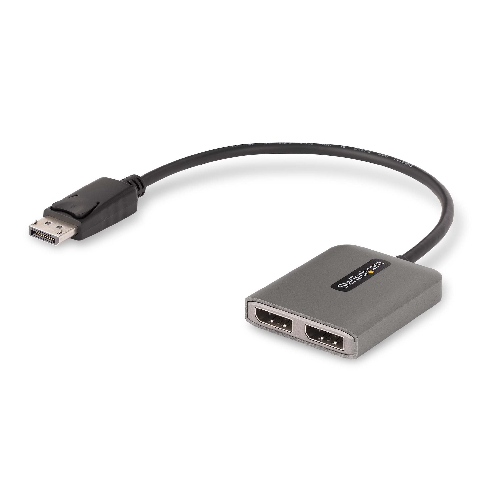 StarTech.com 2-Port DisplayPort MST Hub, Dual 4K 60Hz, DP to 2x DisplayPort Monitor Adapter, DP 1.4 Multi-Monitor Video Adapter, 1ft (30cm) Built-in Cable, USB Powered, Windows Only  - Computer Cables - StarTech.com