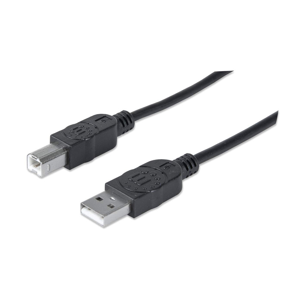 Manhattan USB-A to USB-B Cable, 5m, Male to Male, 480 Mbps (USB 2.0), Equivalent to USB2HAB5M, Hi-Speed USB, Black, Lifetime Warranty, Polybag