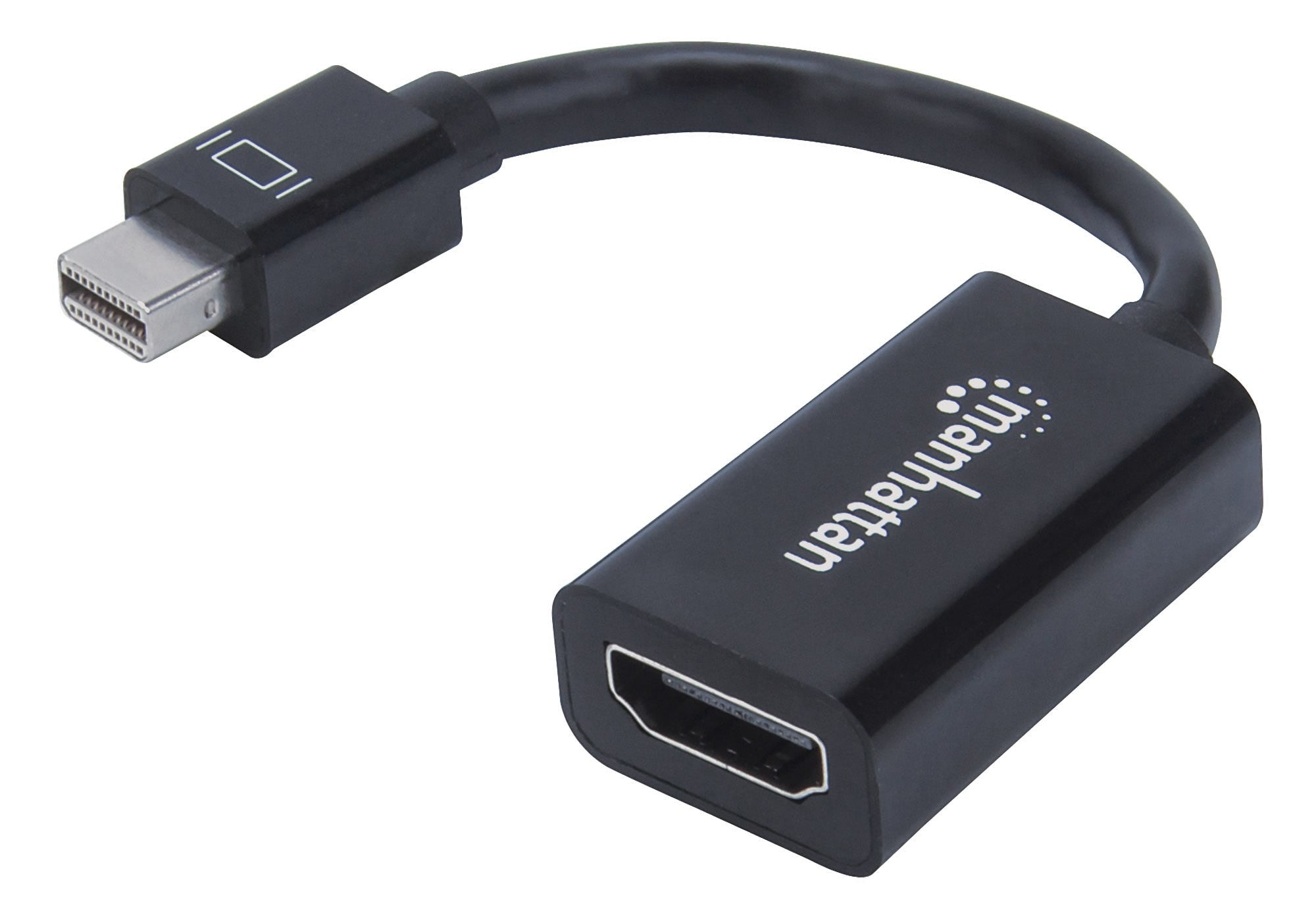 Manhattan Mini DisplayPort 1.2 to HDMI Adapter Cable, 1080p@60Hz, 12cm, Male to Female, Black, Equivalent to MDP2HDMI, Three Year Warranty, Polybag