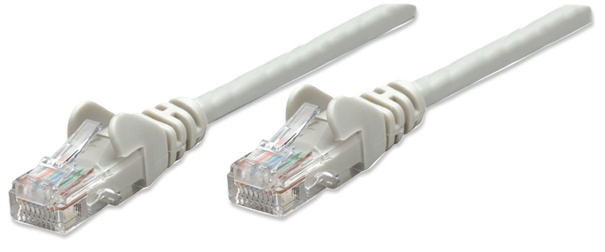 Intellinet Network Patch Cable, Cat5e, 0.5m, Grey, CCA, U/UTP, PVC, RJ45, Gold Plated Contacts, Snagless, Booted, Lifetime Warranty, Polybag  - Computer Cables - Intellinet