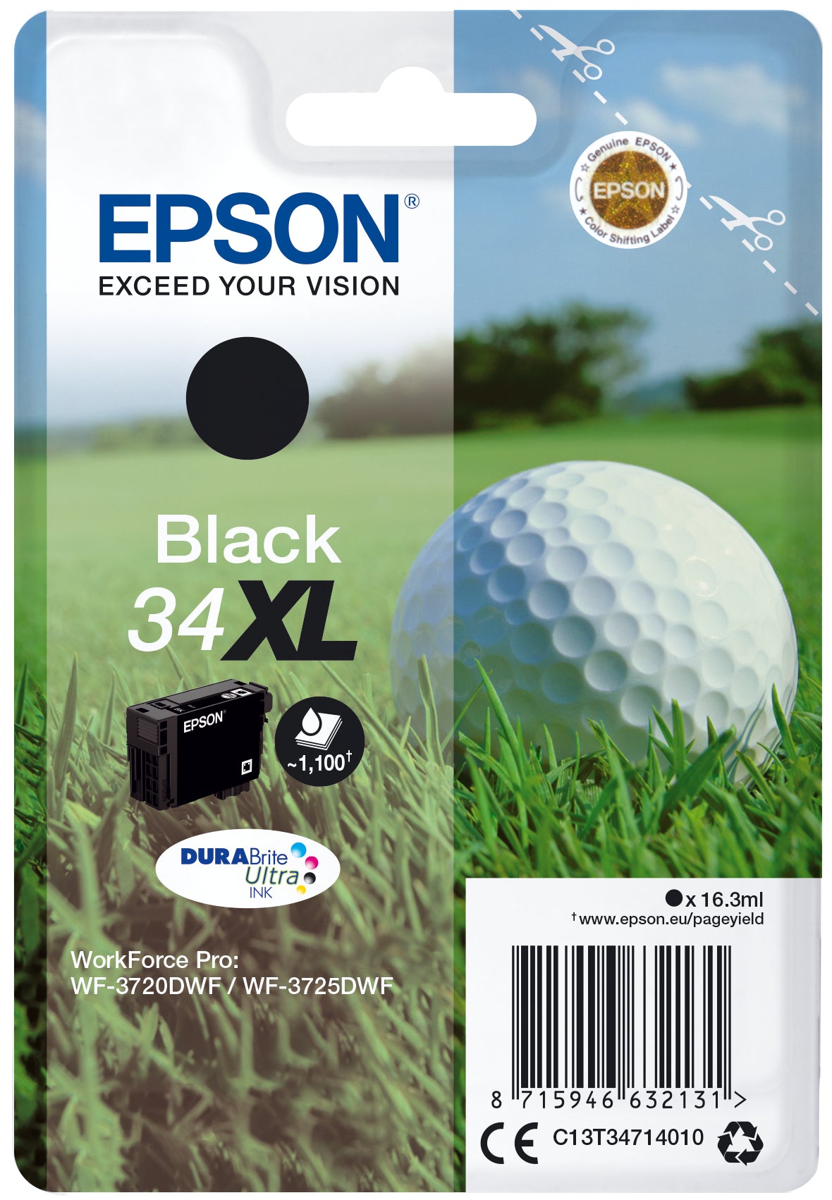 Epson C13T34714010/34XL Ink cartridge black high-capacity, 1.1K pages 16,3ml for Epson WF-3720