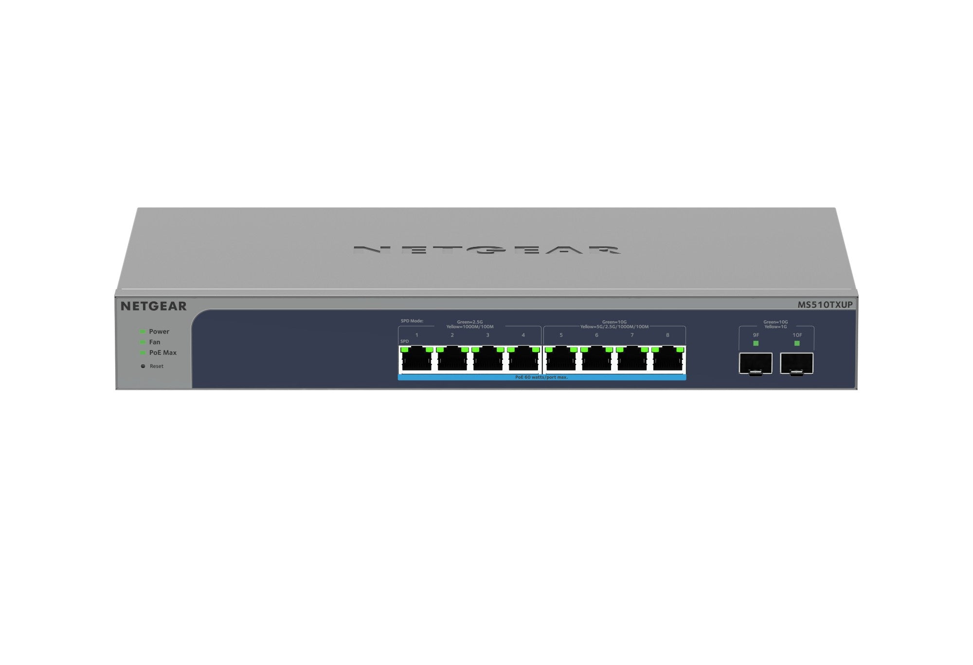 NETGEAR 8-Port Multi-Gigabit/10g Ethernet Ultra60 PoE++ Smart Managed Pro Switch with 2 SFP+ Ports (MS510TXUP)  - Networking - Netgear