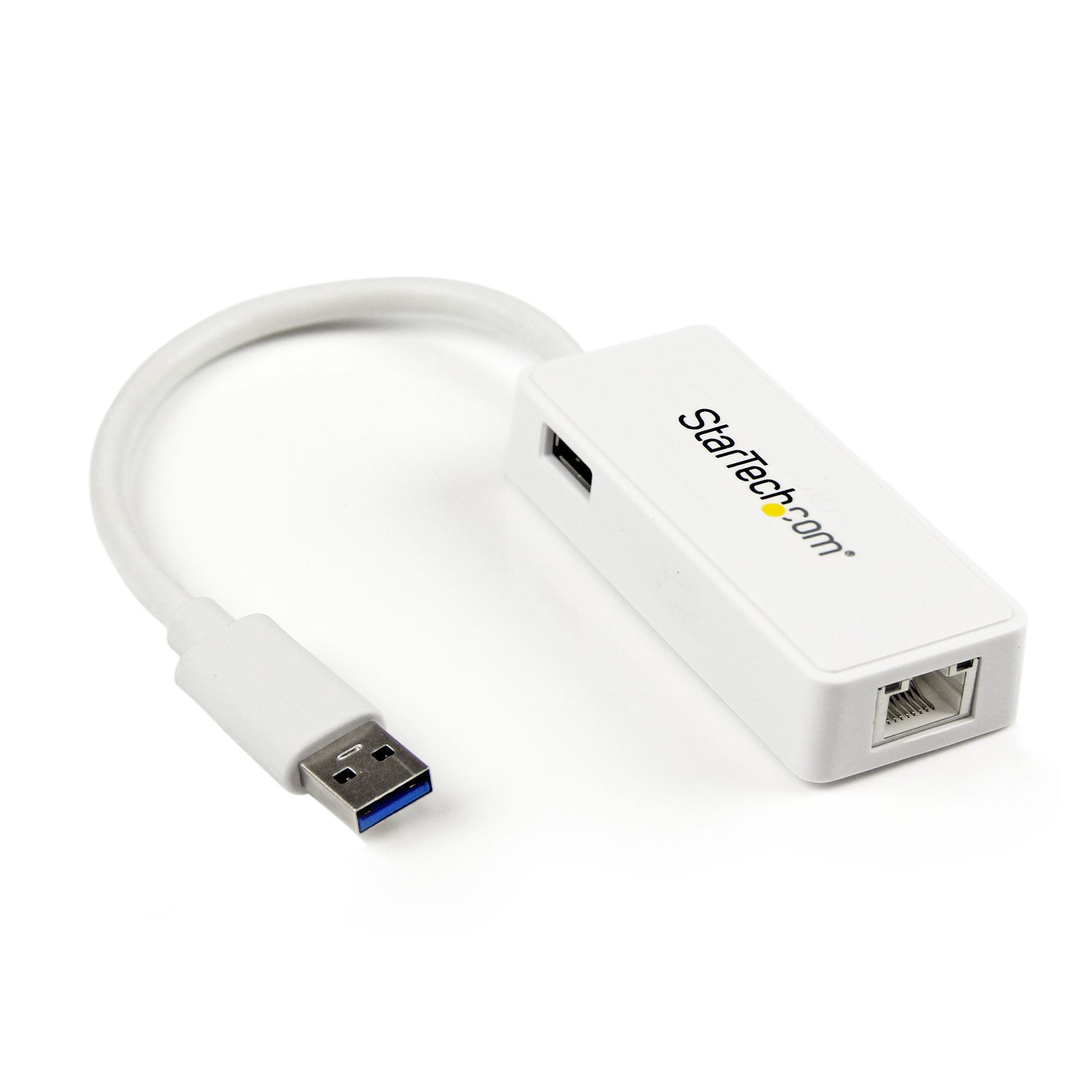 StarTech.com USB 3.0 to Gigabit Ethernet Adapter NIC w/ USB Port - White  - Computer Components - StarTech.com