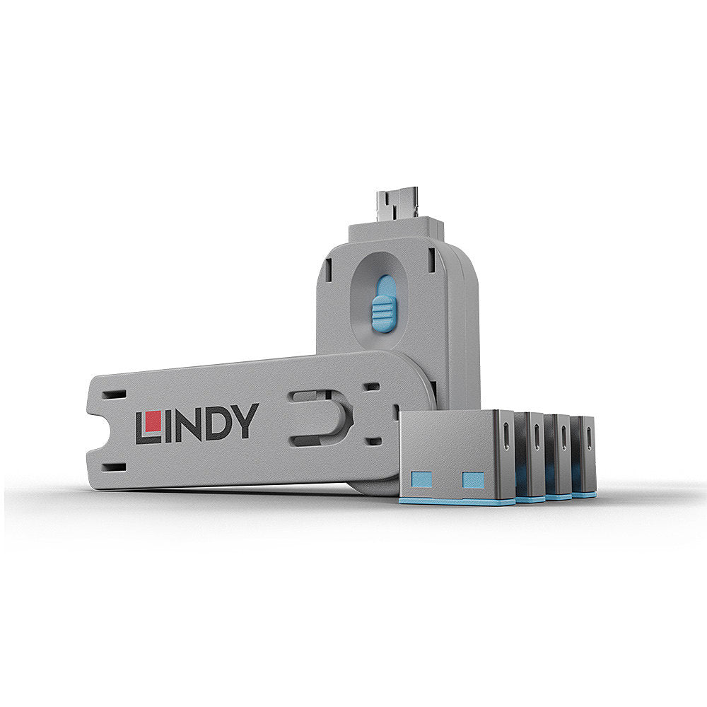 Lindy USB Port Locks 4x Blue+Key