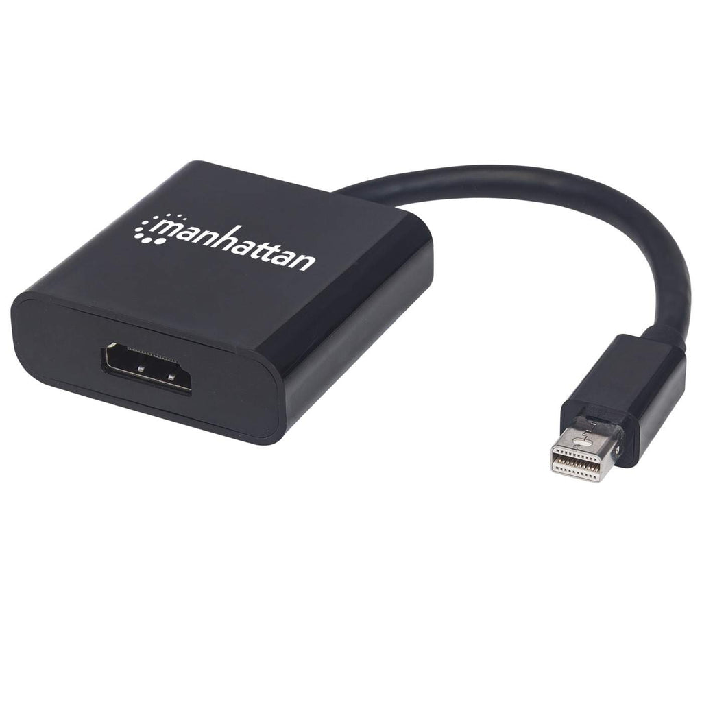 Manhattan Mini DisplayPort 1.2a to HDMI Adapter Cable, 4K@60Hz, Active, 19.5cm, Male to Female, Black, Three Year Warranty, Polybag