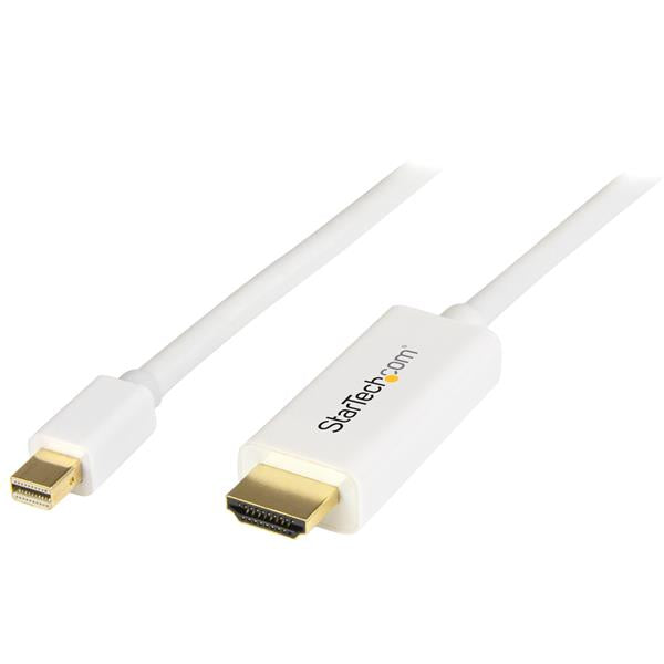 StarTech.com 6ft (2m) Mini DisplayPort to HDMI Cable - 4K 30Hz Video - mDP to HDMI Adapter Cable - Mini DP or Thunderbolt 1/2 Mac/PC to HDMI Monitor - mDP to HDMI Converter Cord - White  - Computer Cables - StarTech.com