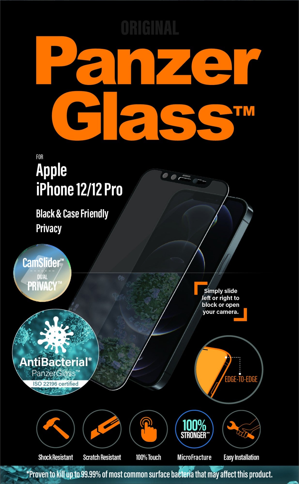 PanzerGlass ® CamSlider® Privacy Screen Protector Apple iPhone 12 Pro | Edge-to-Edge