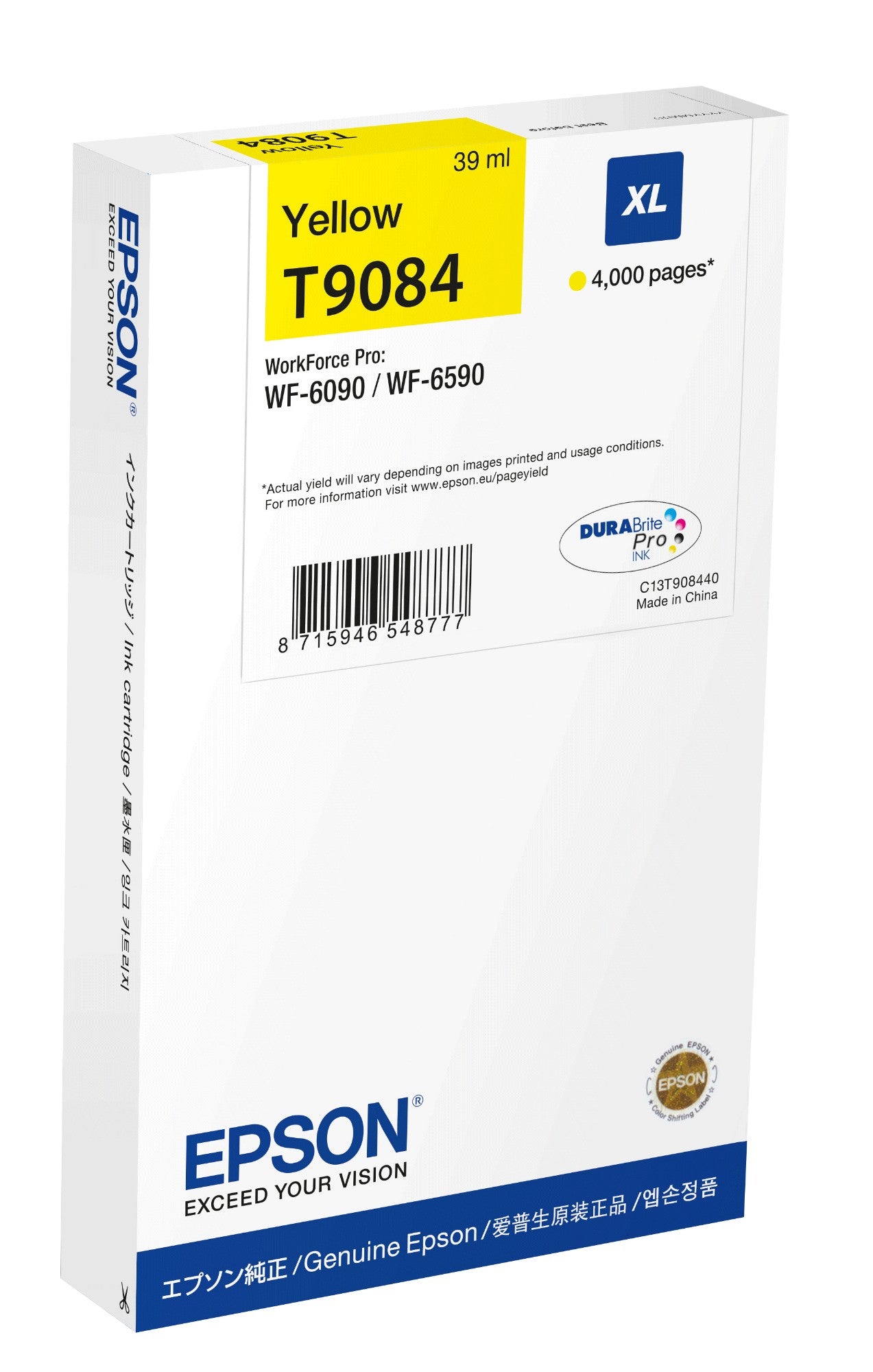 Epson C13T908440/T9084 Ink cartridge yellow XL, 4K pages 39ml for Epson WF 6090