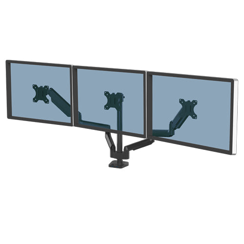 Fellowes Platinum Series Triple Monitor Arm - Monitor Mount for Three 7KG 27 Inch Screens - Adjustable Triple Monitor Desk Mount - Tilt 45° Pan 180° Swivel 360° Rotation 360°, VESA 75 x 75/100 x 100 - Black  - Monitors & Accessories - Fellowes