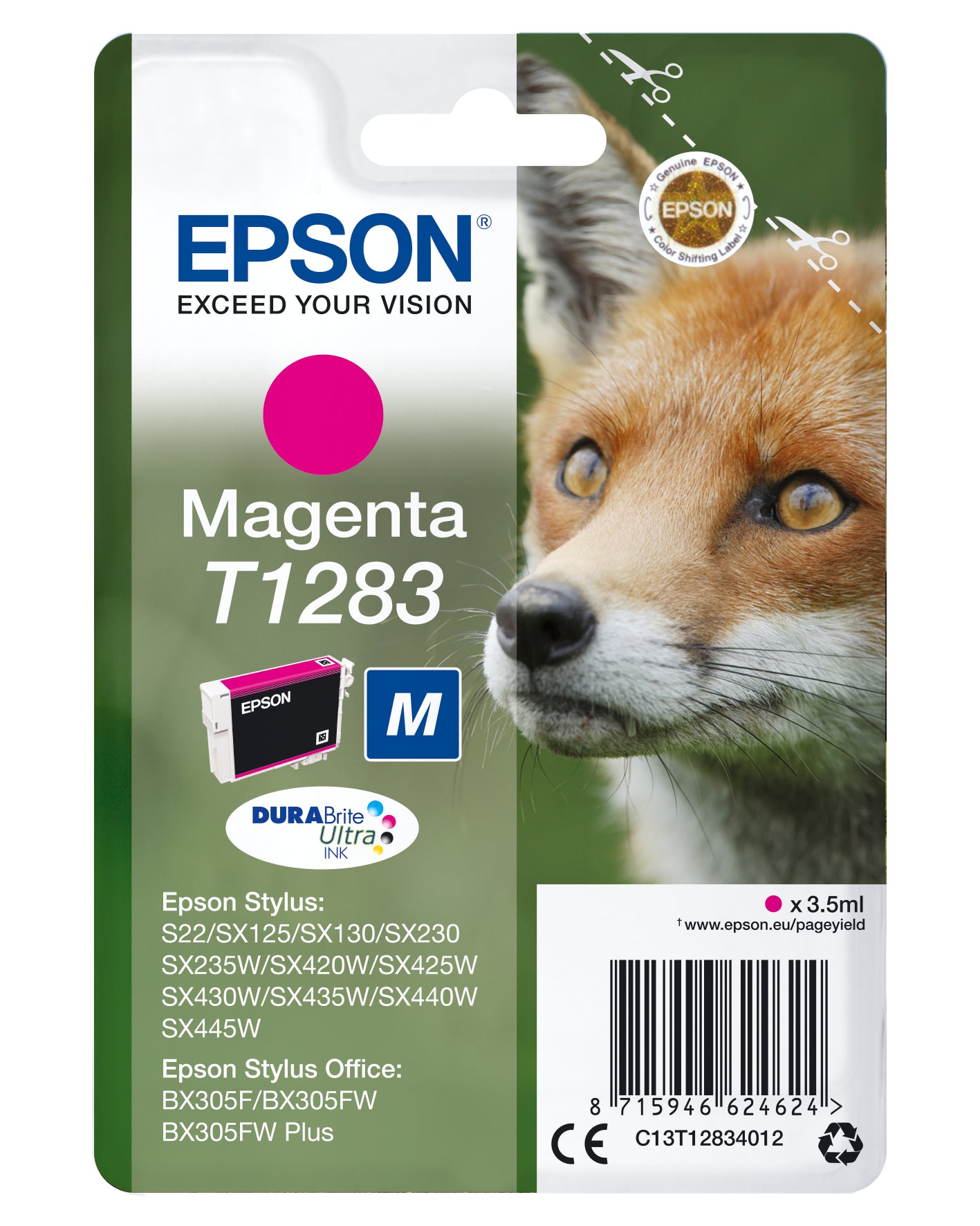 Epson C13T12834012/T1283 Ink cartridge magenta, 140 pages 3,5ml for Epson Stylus S 22/SX 235 W/SX 420/SX 430 W