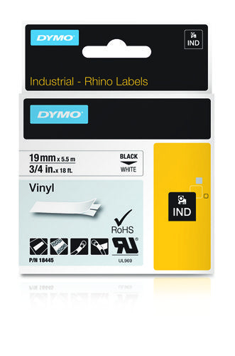 Dymo 18445/S0718620 Ribbon Vinyl black on white 19mm x 5,5m for Dymo Rhino 6-19mm/24mm  - Printers & Scanners - DYMO