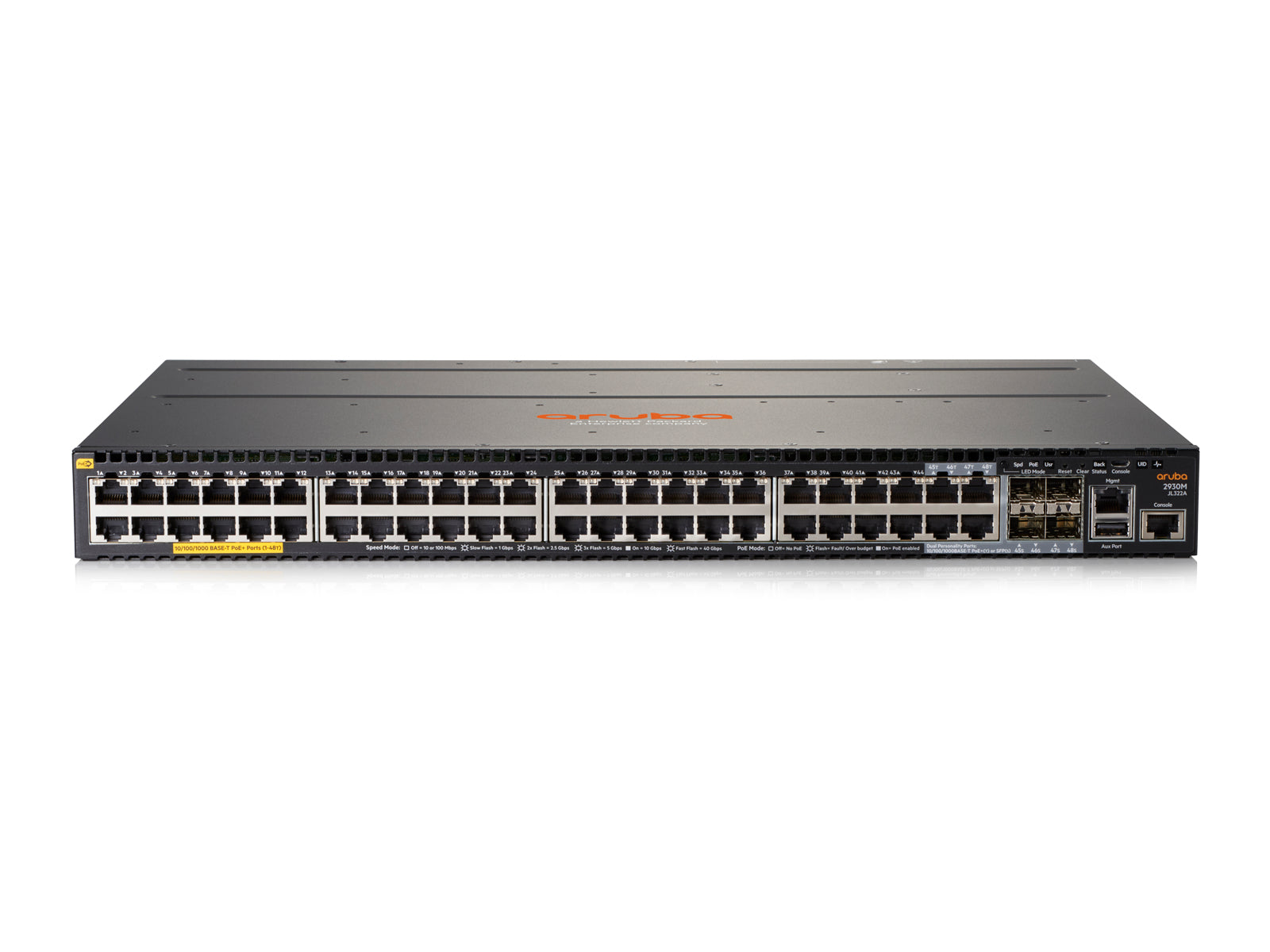 Aruba 2930M 48G PoE+ 1-slot Managed L3 Gigabit Ethernet (10/100/1000) Power over Ethernet (PoE) 1U Grey