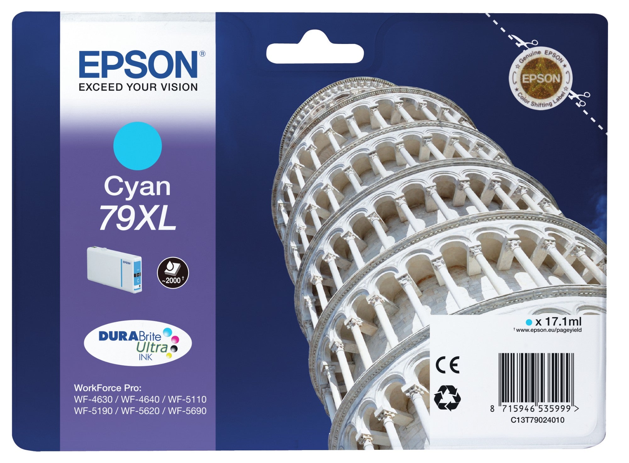 Epson C13T79024010/79XL Ink cartridge cyan high-capacity, 2K pages 17.1ml for Epson WF 4630/5110