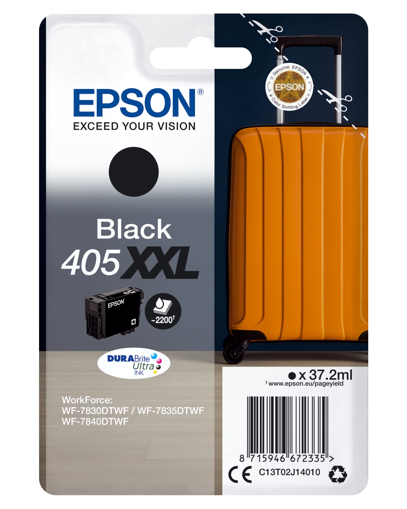 Epson C13T02J14020/405XXL Ink cartridge black extra High-Capacity Blister Acustic Magnetic, 2.2K pages 37.2ml for Epson WF-7830