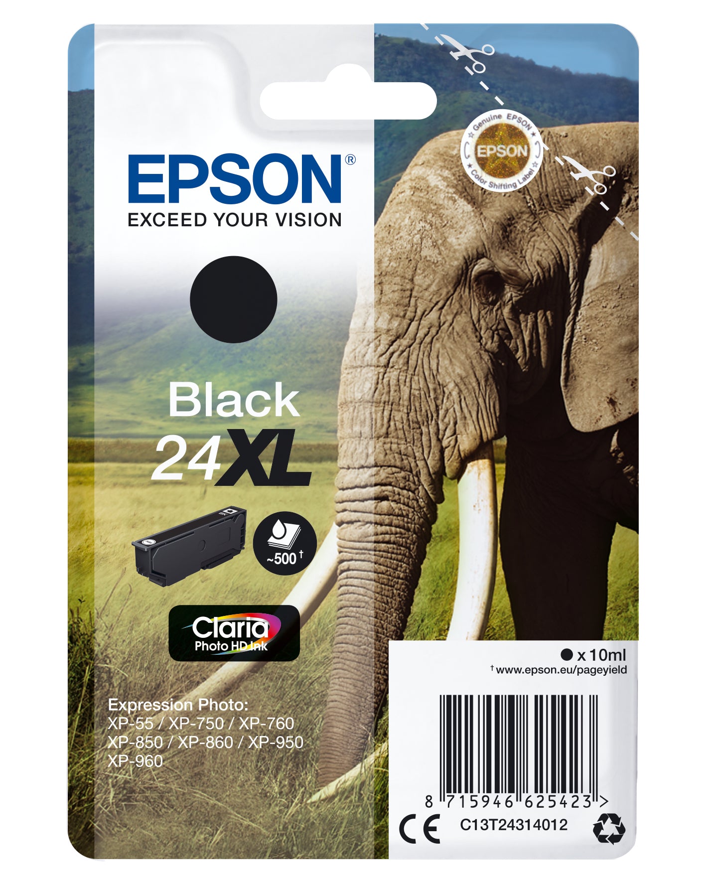 Epson C13T24314012/24XL Ink cartridge black high-capacity, 500 pages 10ml for Epson XP 750  - Printers & Scanners - Epson