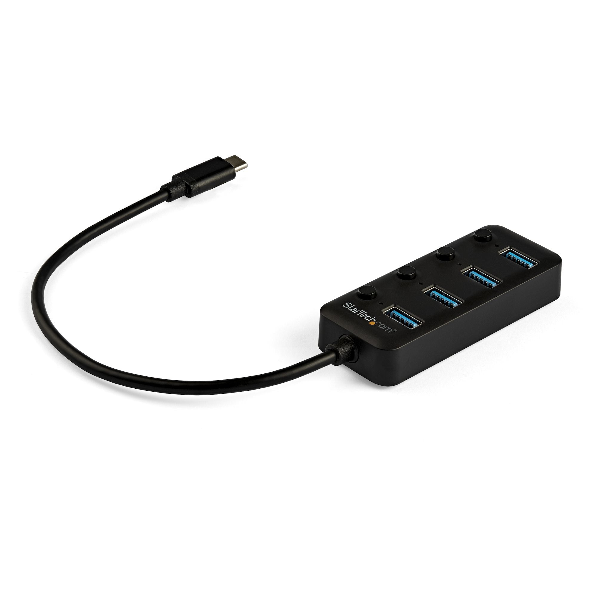 StarTech.com 4 Port USB C Hub - USB-C to 4x USB 3.0 Type-A Ports with Individual On/Off Port Switches - SuperSpeed 5Gbps USB 3.1/3.2 Gen 1 - USB Bus Powered - Portable - 25cm Attached Cable~4 Port USB C Hub - USB-C to 4x USB 3.0 Type-A Ports with Individu