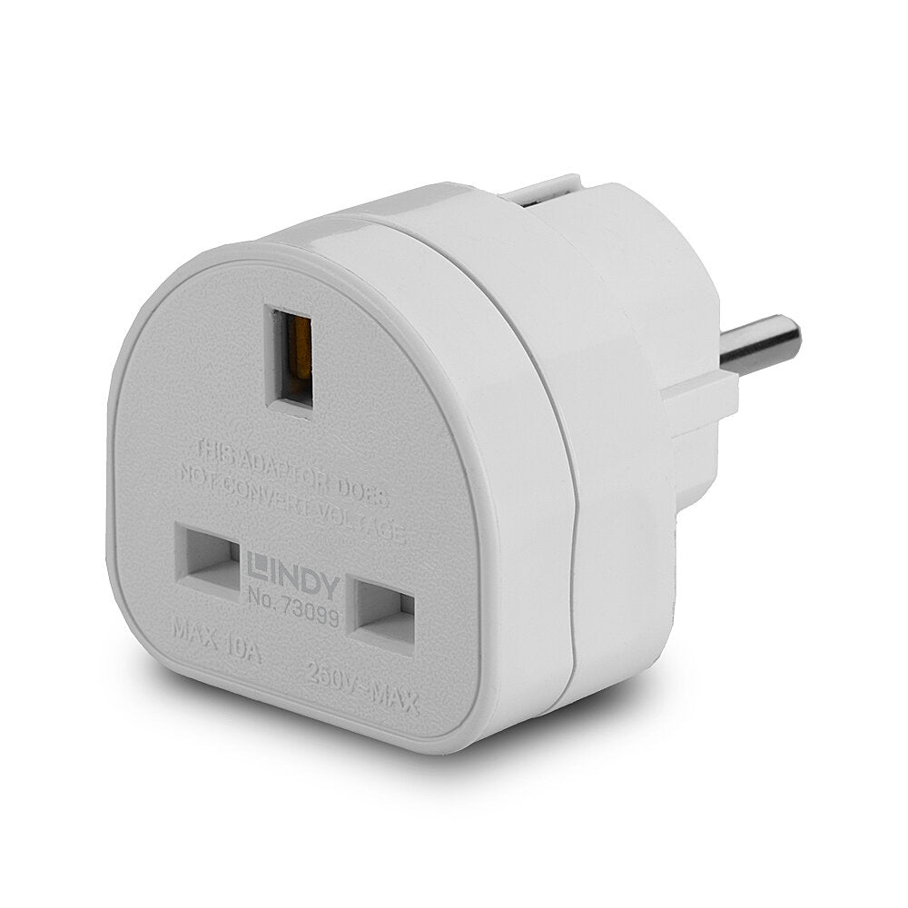 Lindy UK to Euro Adapter Travel Plug, White  - Batteries & Power Supplies - Lindy