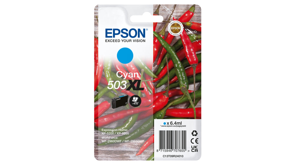 Epson C13T09R24010/503XL Ink cartridge cyan high-capacity, 470 pages 6,4ml for Epson XP-5200