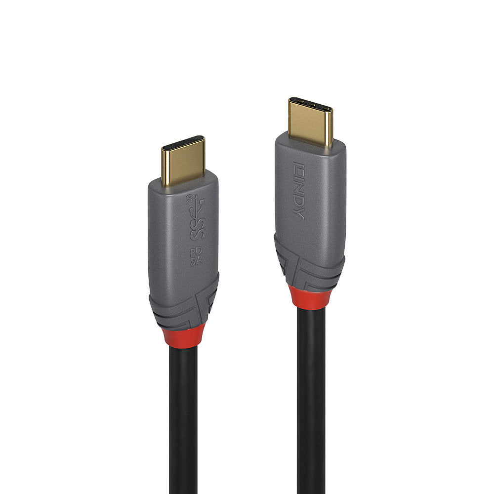 Lindy 1m USB 3.2 Type C to C Cable, 20Gbps, 5A, PD, Anthra Line  - Computer Cables - Lindy