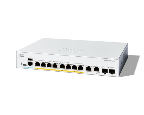 Cisco Catalyst 1200-8FP-2G Smart Switch, 8 Port GE, Full PoE, 2x1GE Combo, Limited Lifetime Protection (C1200-8FP-2G)  - Networking - Cisco