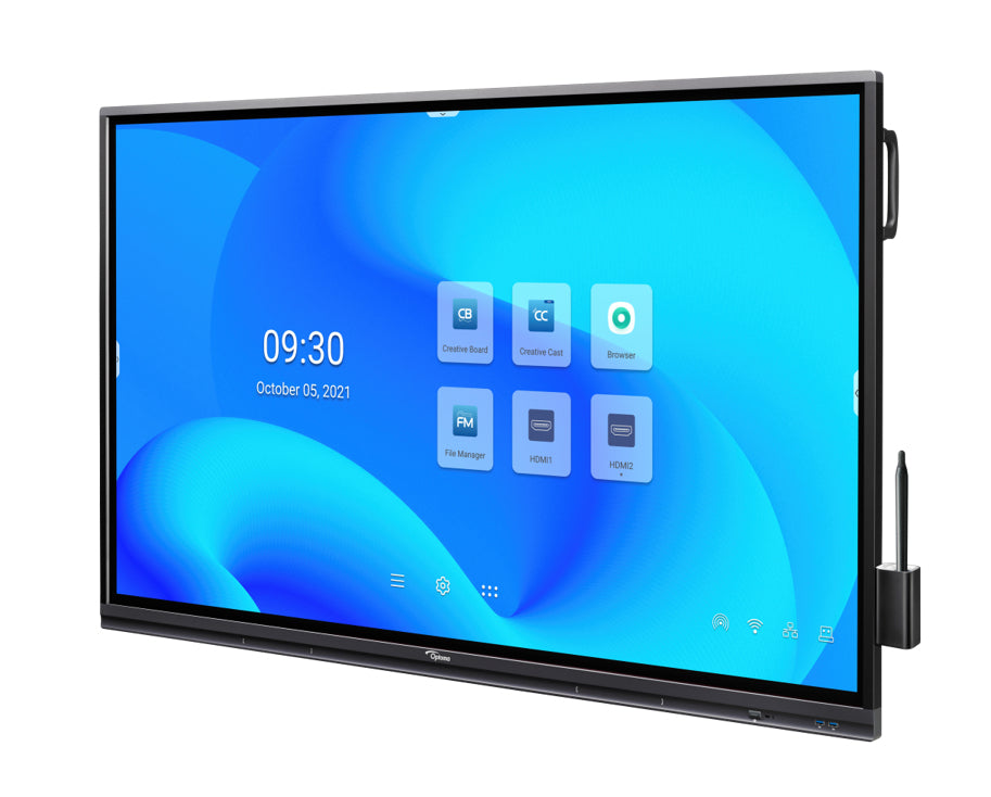 Optoma 5652RK Interactive flat panel 165.1 cm (65") LED 400 cd/m² 4K Ultra HD Black Touchscreen Built-in processor Android