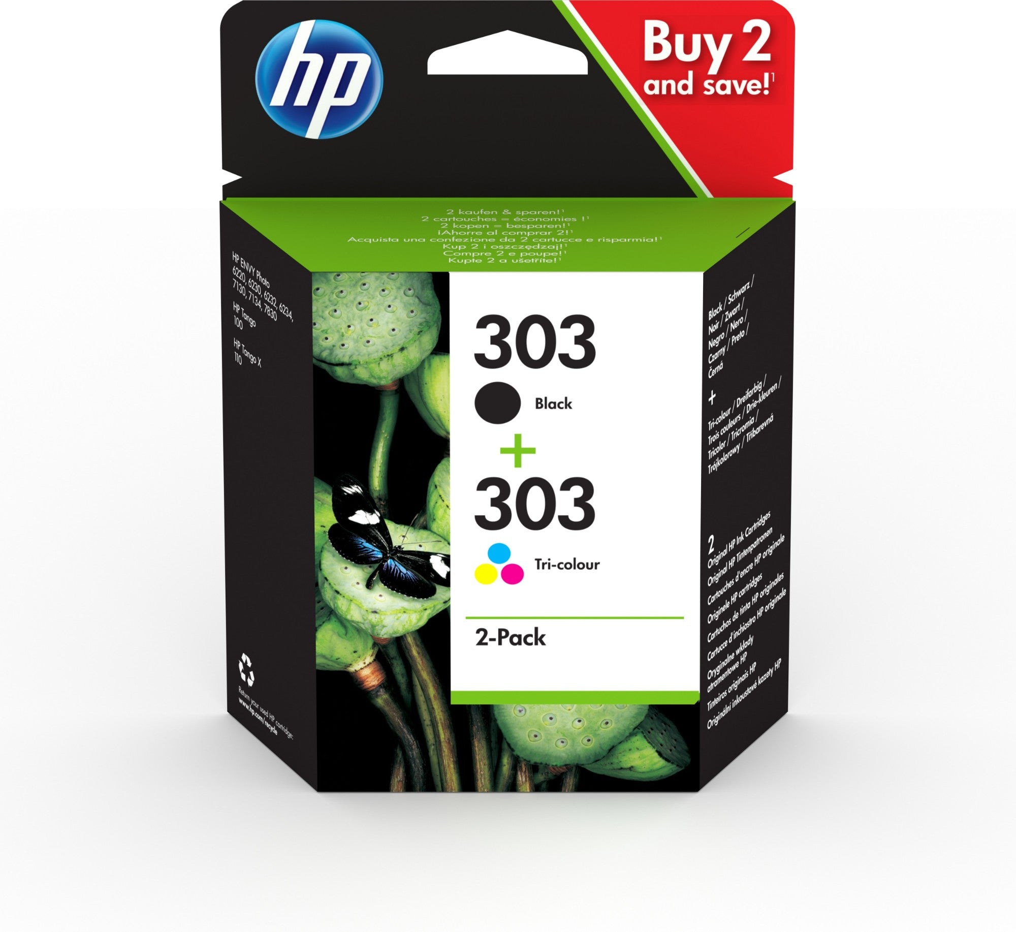 HP 3YM92AE/303 Printhead cartridge multi pack black + color 4ml Pack=2 for HP Envy Photo 6230