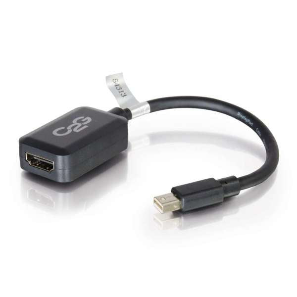 C2G 20cm Mini DisplayPort to HDMI Adapter - Thunderbolt to HDMI Converter M/F - Black