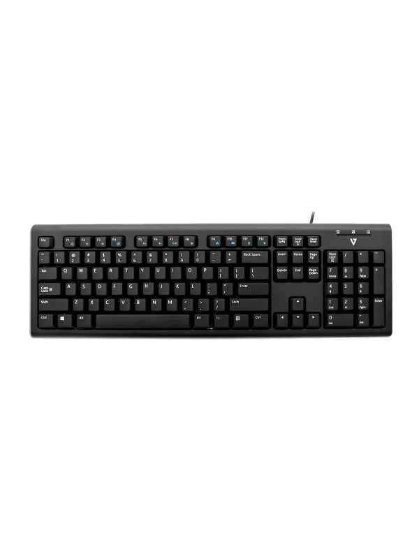 V7 KU200GS-DE Wired Keyboard, Black German QWERTZ Layout, TUV-GS