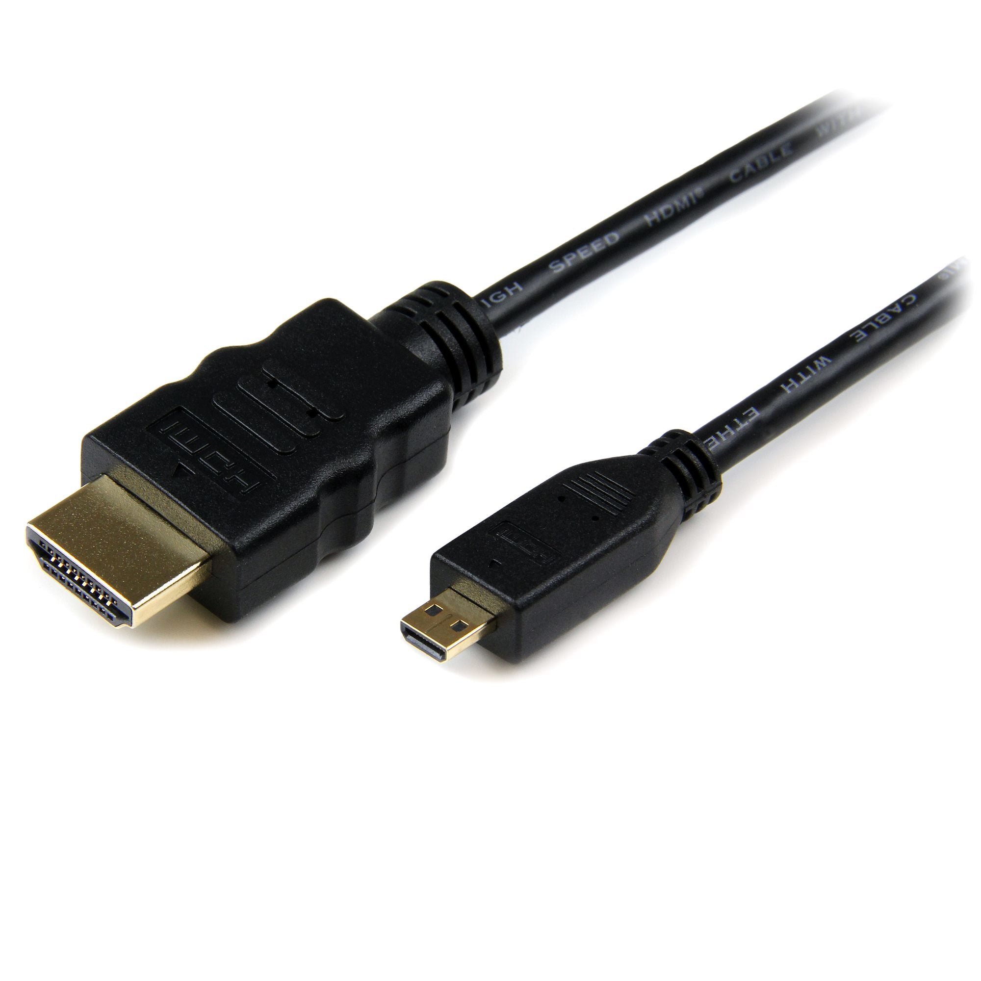 StarTech.com 1m Micro HDMI to HDMI Cable with Ethernet - 4K 30Hz Video - Durable High Speed Micro HDMI Type-D to HDMI 1.4 Adapter Cable/Converter Cord - UHD HDMI Monitors/TVs/Displays - M/M