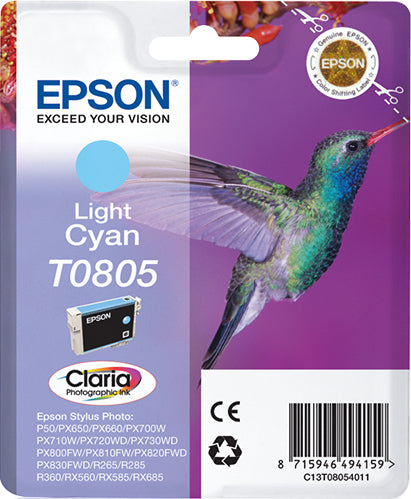 Epson C13T08054011/T0805 Ink cartridge light cyan, 330 pages ISO/IEC 24711 7.4ml for Epson Stylus Photo P 50/PX/PX 730/R 265