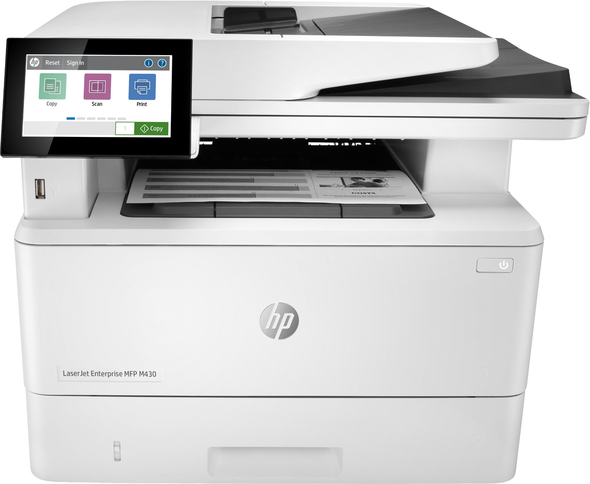 HP LaserJet Enterprise MFP M430f, Black and white, Printer for Business, Print, copy, scan, fax, 50-sheet ADF; Two-sided printing; Two-sided scanning; Front-facing USB printing; Compact Size; Energy Efficient; Strong Security  - Printers & Scanners - HP